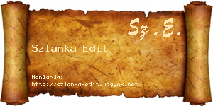 Szlanka Edit névjegykártya